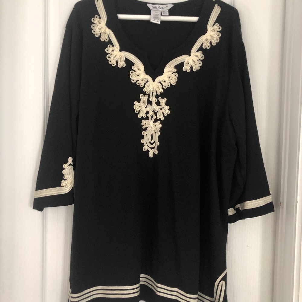 Ribbon Embroidery Style XL Ulla Popken Designer Tunic